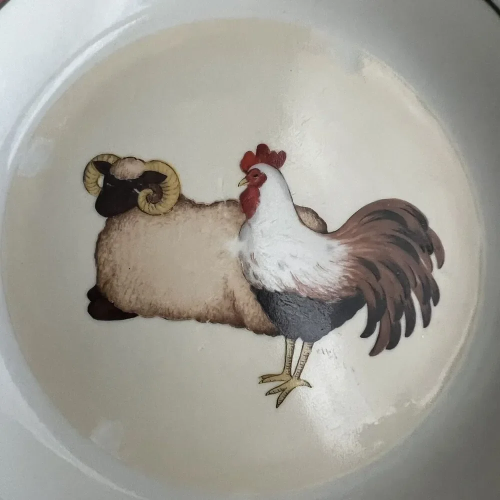 Lot of 3 18 Henry & Company Farm Animals Checker Band Rimmed 9